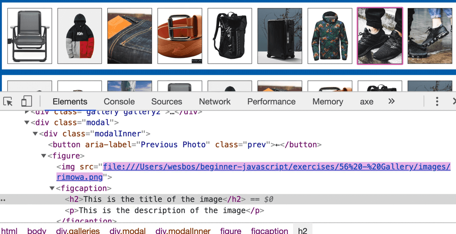 modal values being swapped out when clicking on image