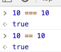 comparing double equals with triple equals in console for numbers