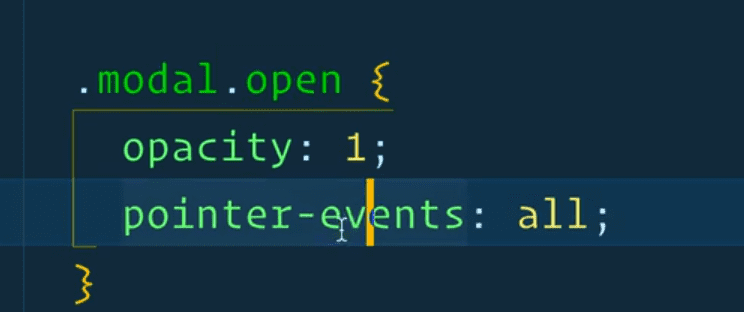 modal with class open has opacity 1 and pointer-event of all