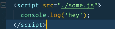 script tag that has a src attribute and inline code