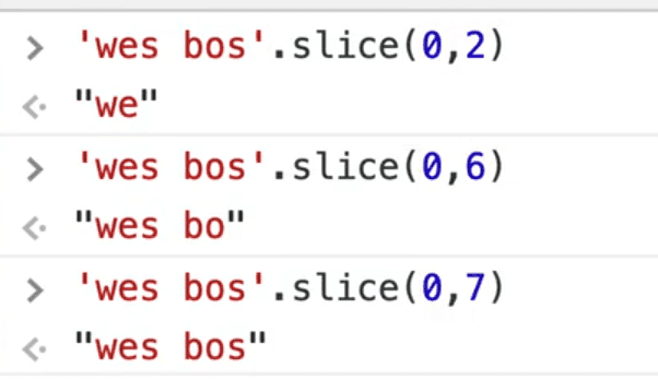 produce subtring of a name using slice method