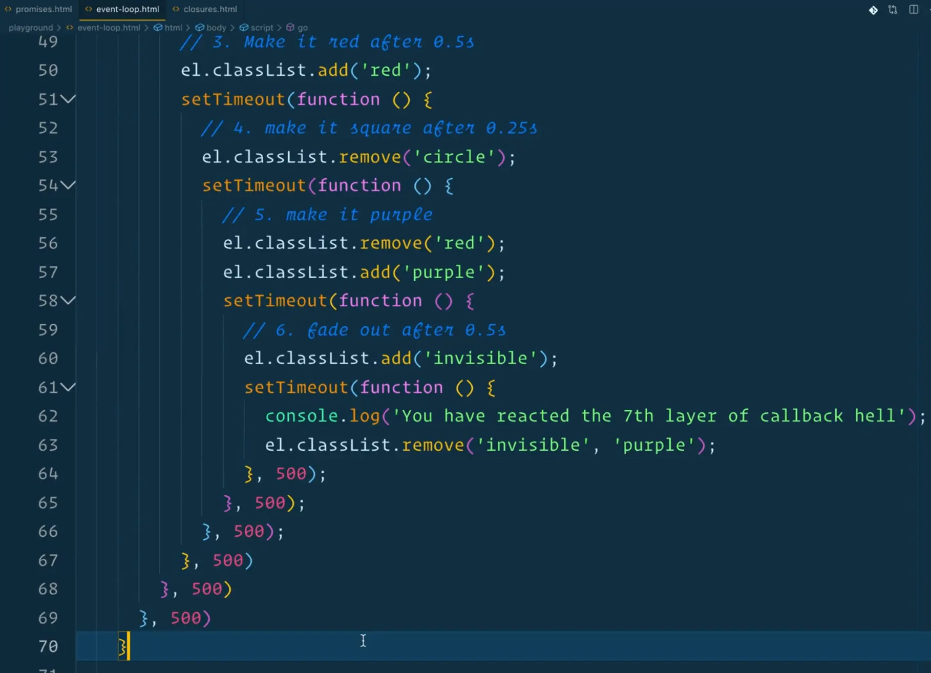 callback hell in code