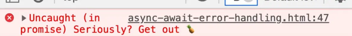 uncaught in promise error in console