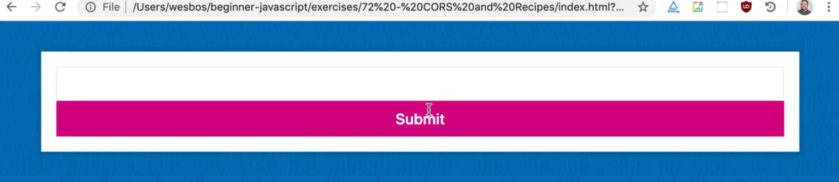 rendered html of a form