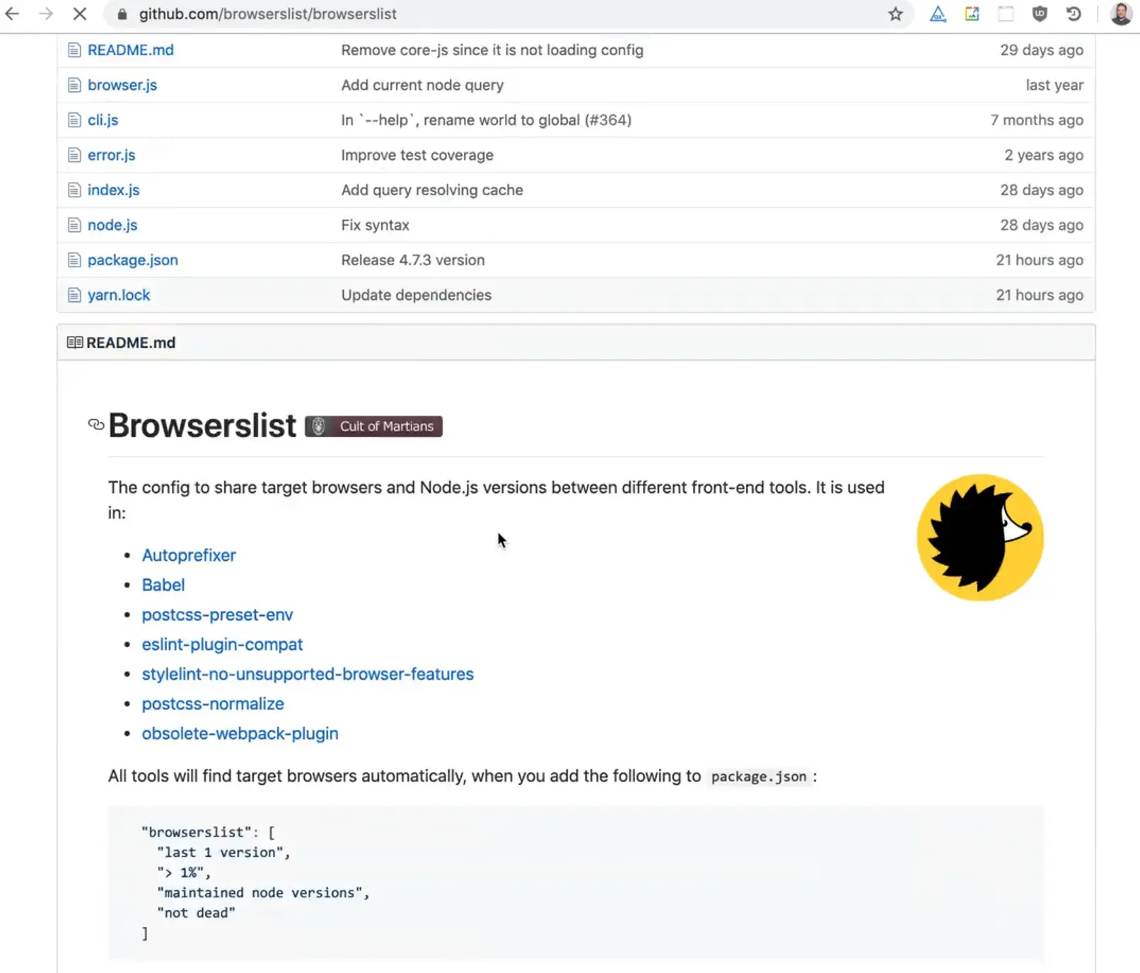browserlist github page