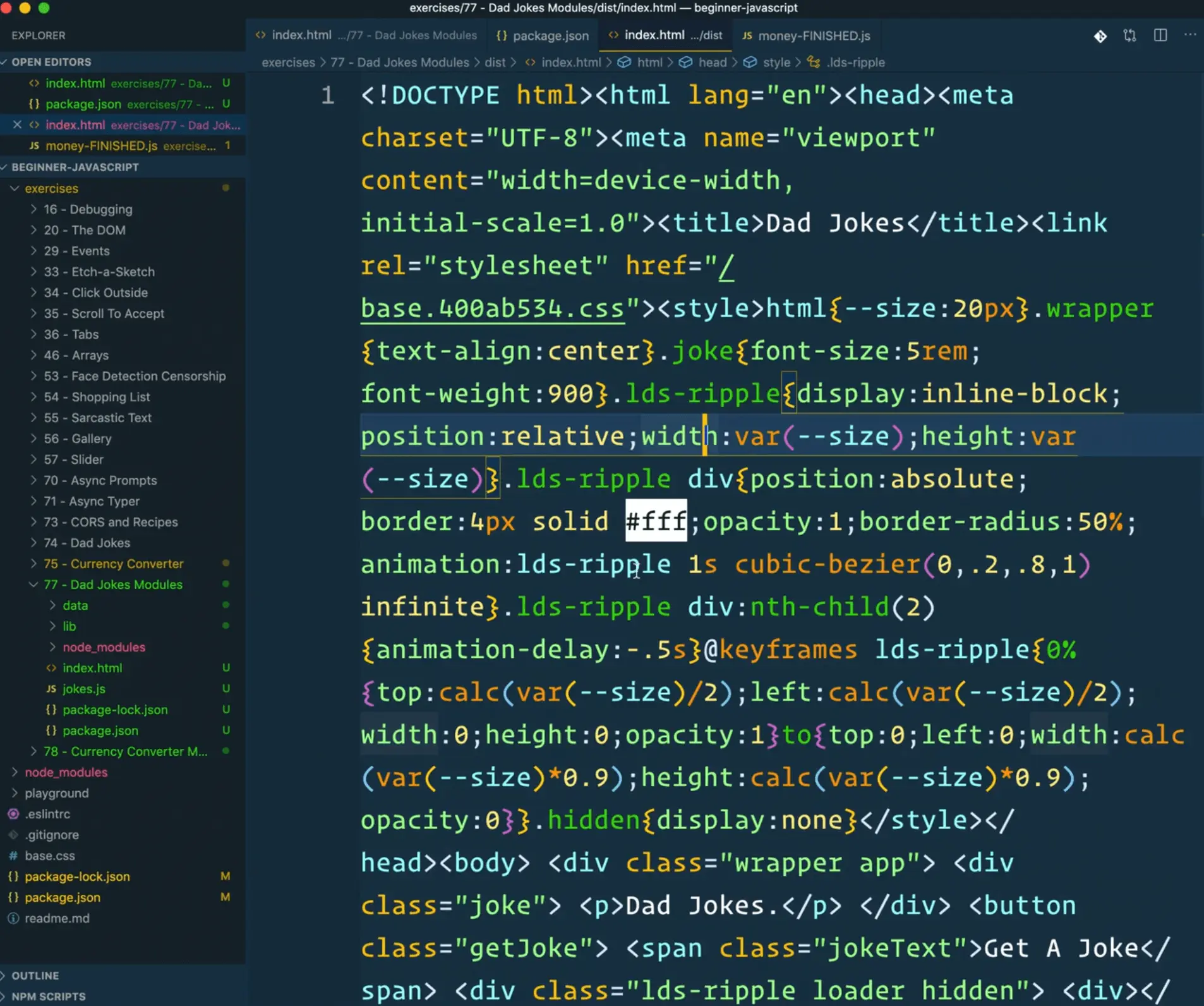 percel compressed the index.html file