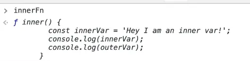 console showing inner function snippet