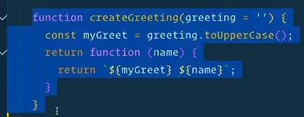 Editor showing highlighted outer scope