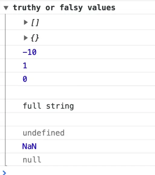 browser console output logs for forEach loop
