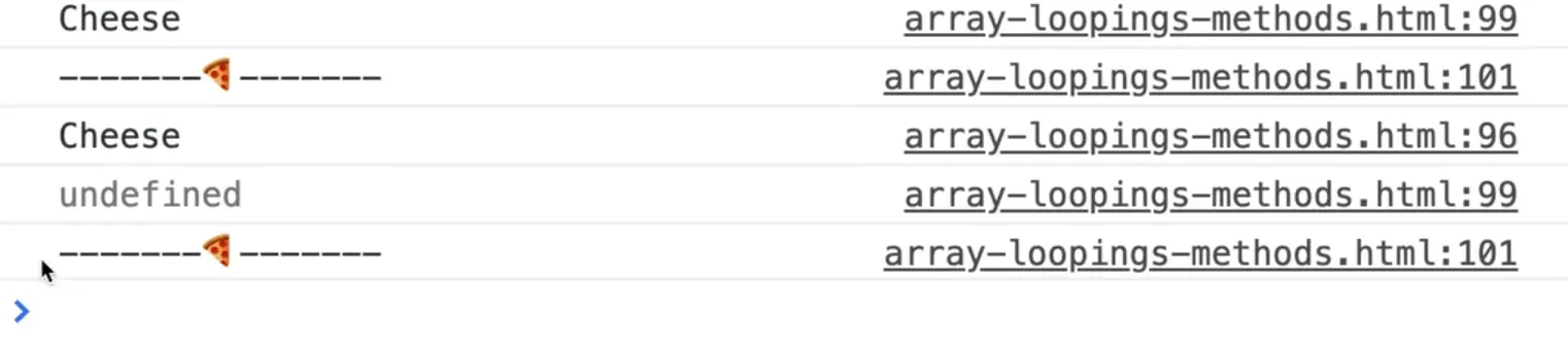 at the last index next element returns undefined