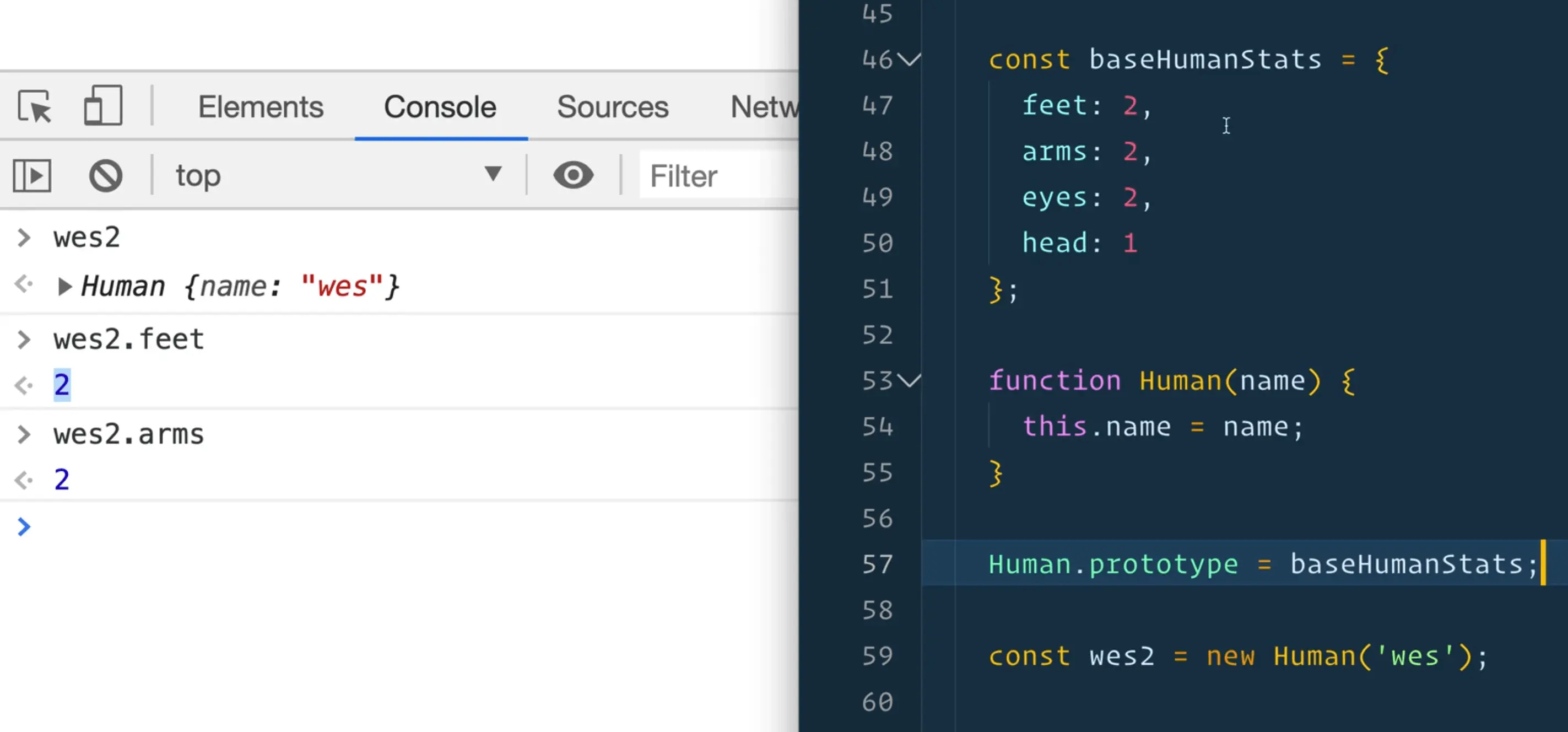defining prototype for an object