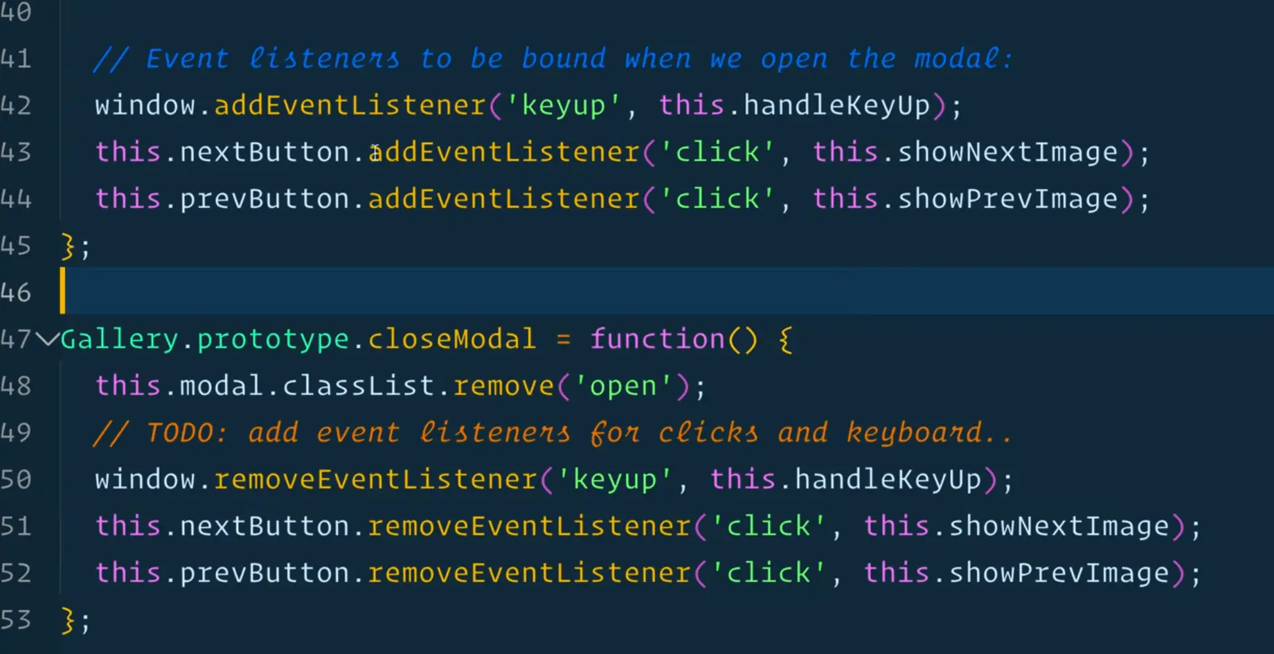 showNextImage function is called within closeModal function