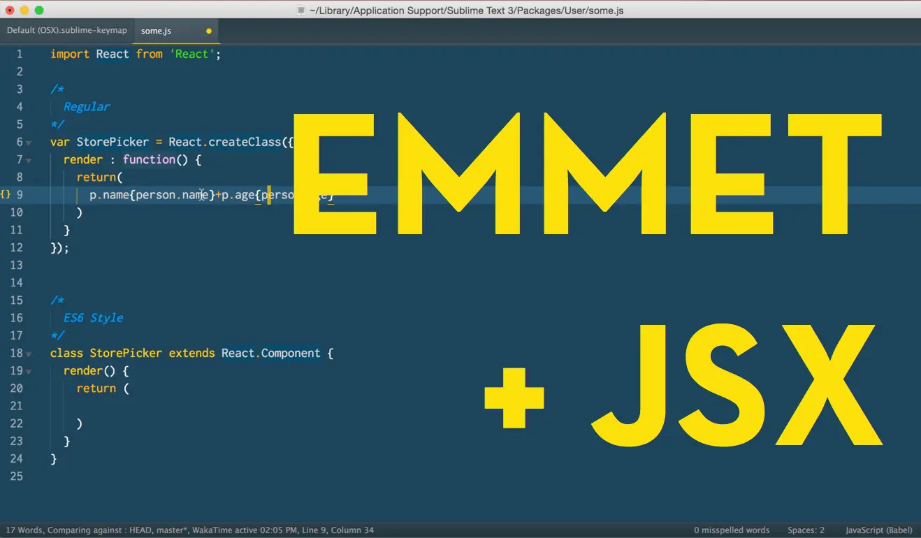 Emmet expansions and className in React JSX