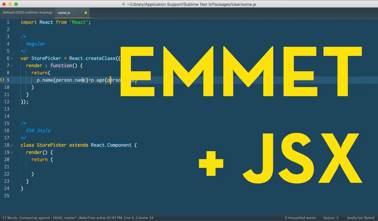 Emmet expansions and className in React JSX