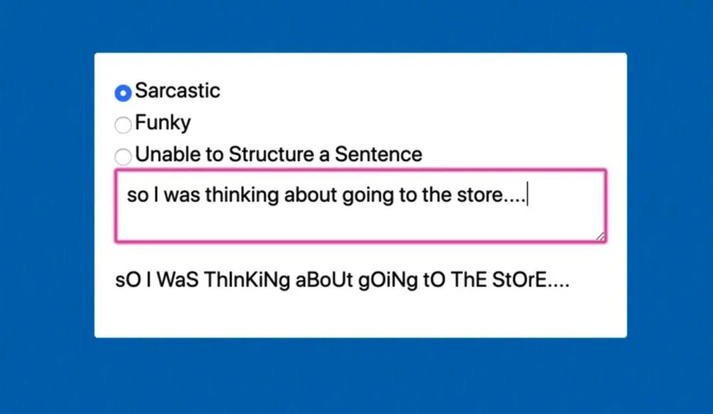 applying sarcastic filter to the text typed