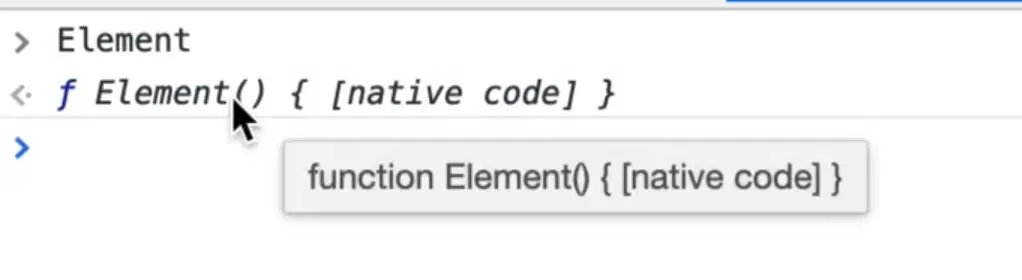 typing element in console