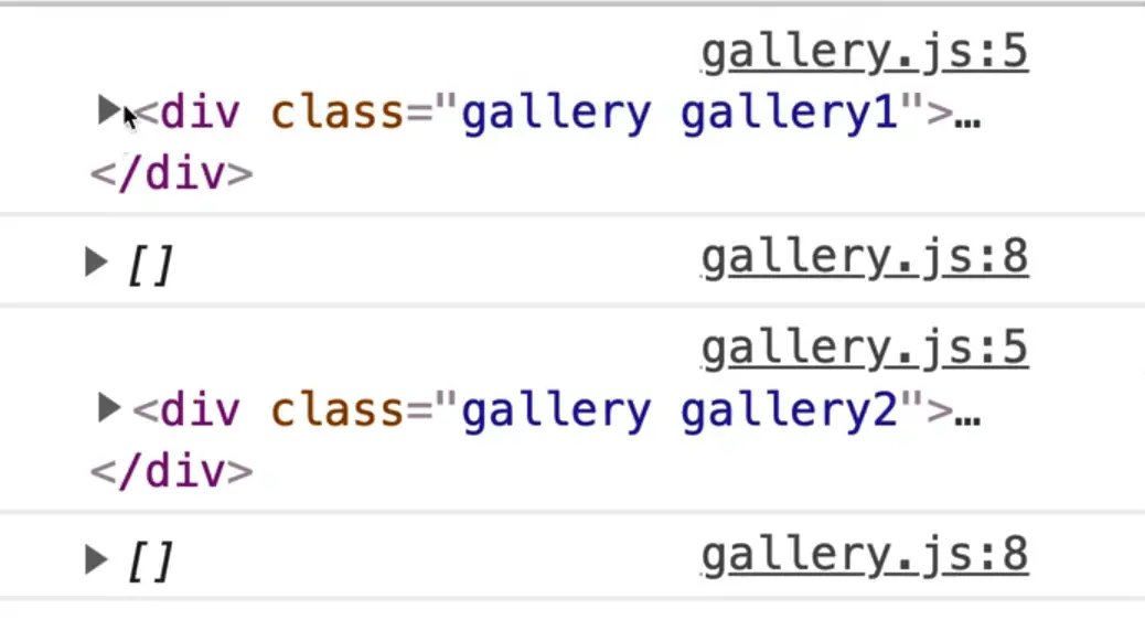 logging the gallery in console