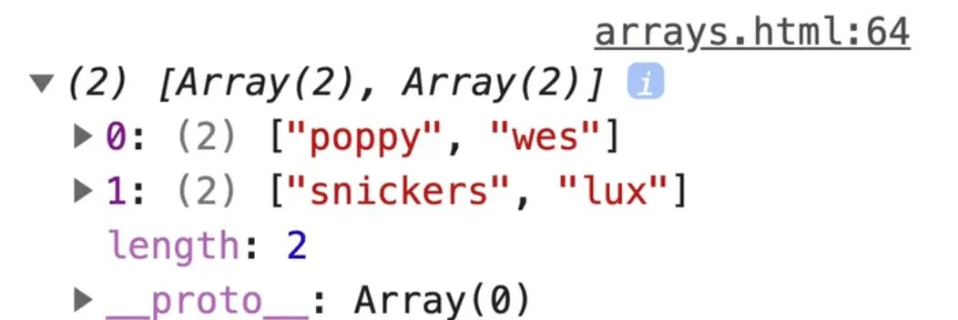 browser console showing newNamesWithOutKait array using slice method