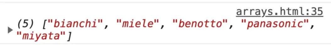 browser console showing newBikes array with defined elements using spread and slice