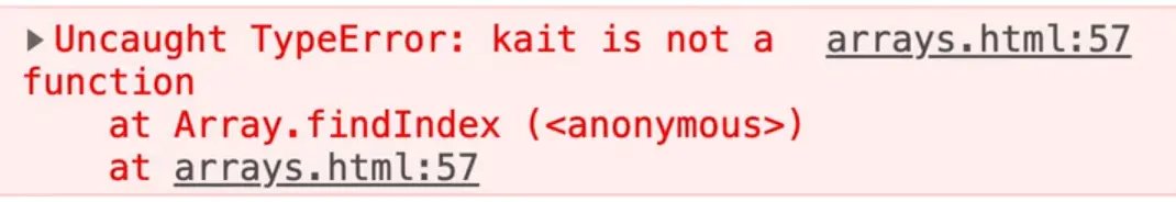 browser console showing error on array index lookup with object elements