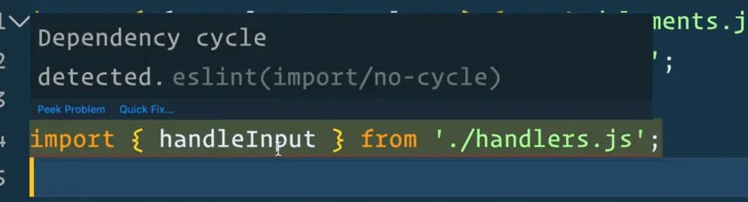 dependency cycle detected eslint warning in code