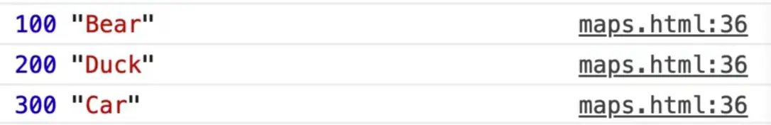 browser console output showing prizes index 0 and 1 using console.log()