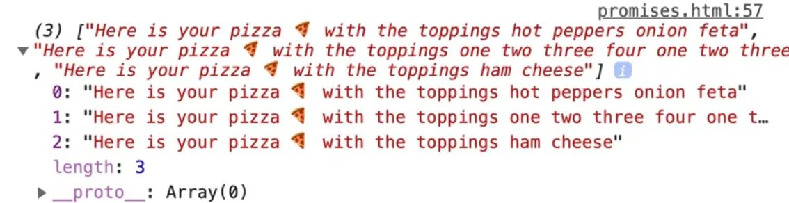 multiple promises logging in an array in console
