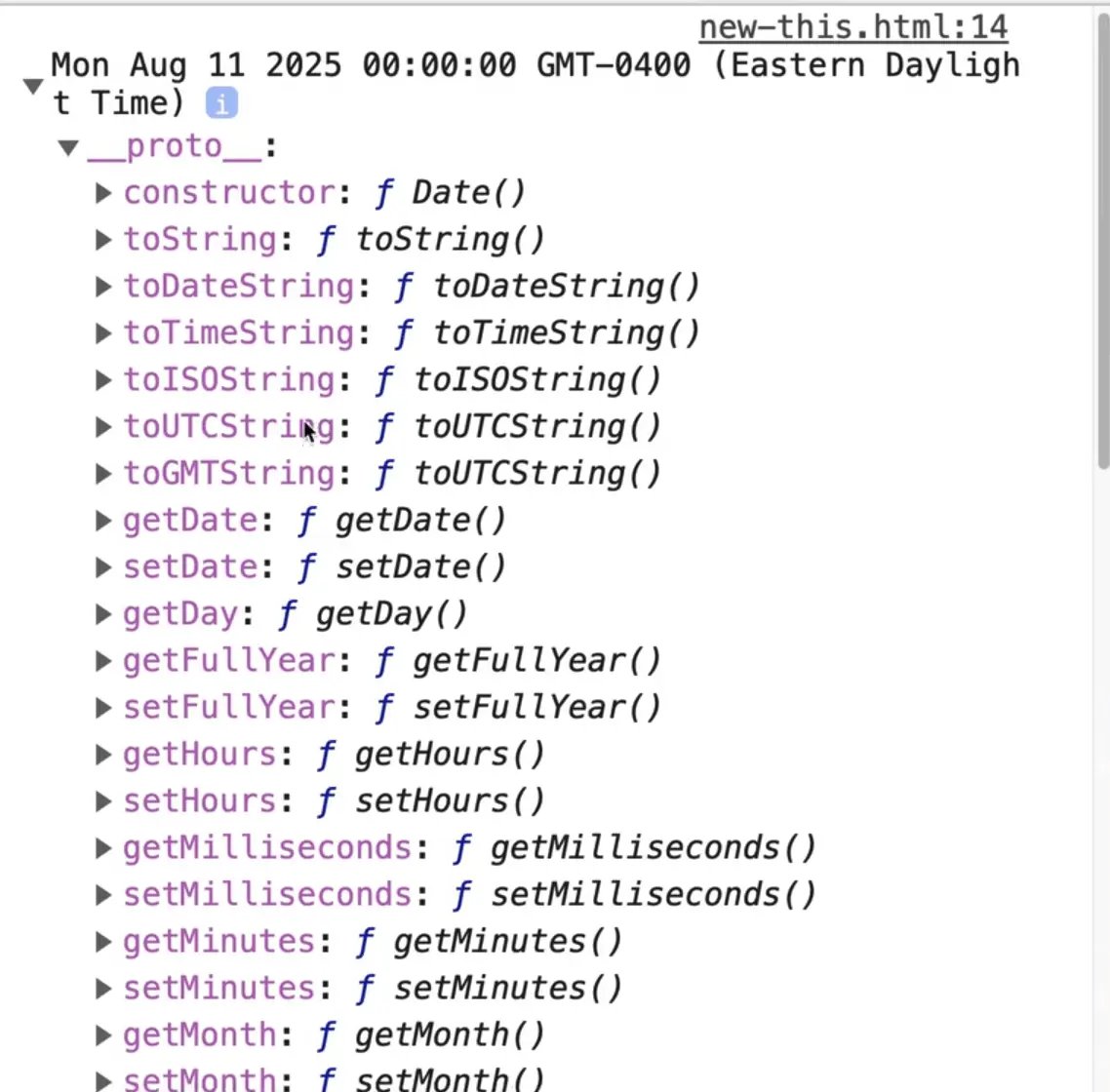 prototype of tons of method for date in console