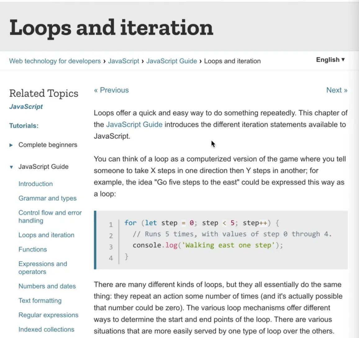 loops and iteration documentation