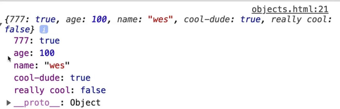 code snippet of person object showing attributes containing dashes & space