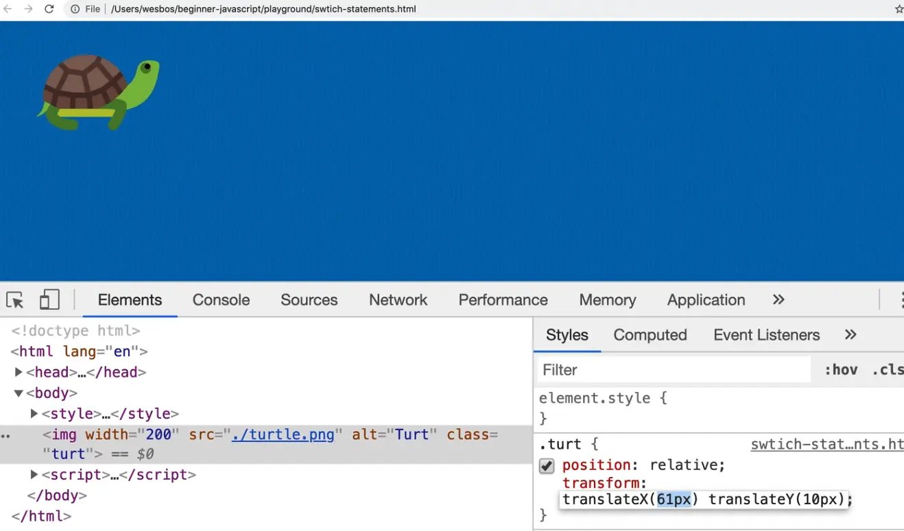 browser dev tools showing how to edit translateX and Y in the styles tab