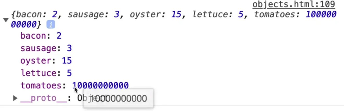browser console output shows object added attribute tomotoes as passed through doStuff2 function