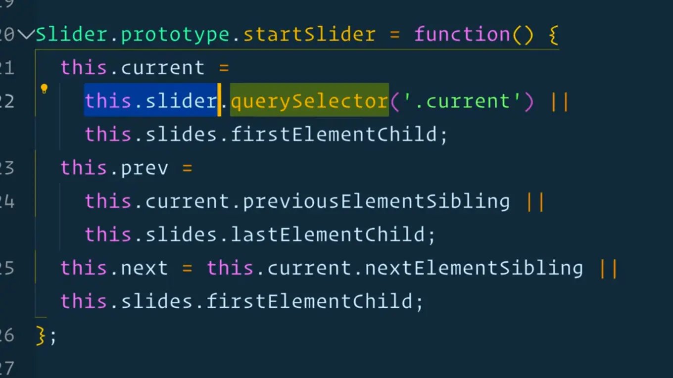issue with startSlider function where we are using this.slider function