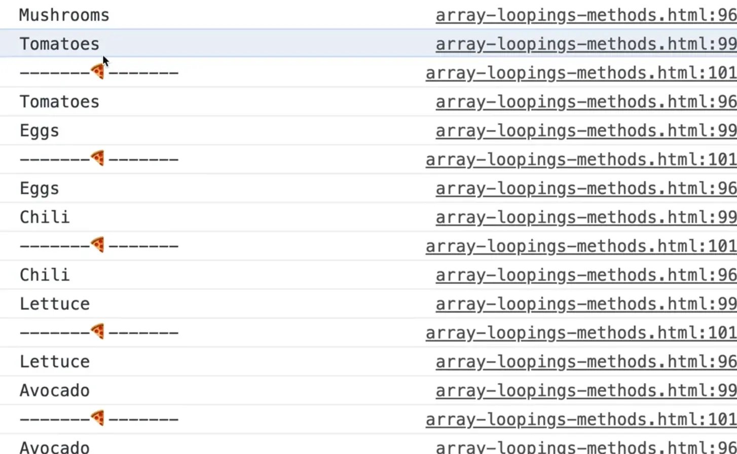 accessing the current looping value directly or via array index in console
