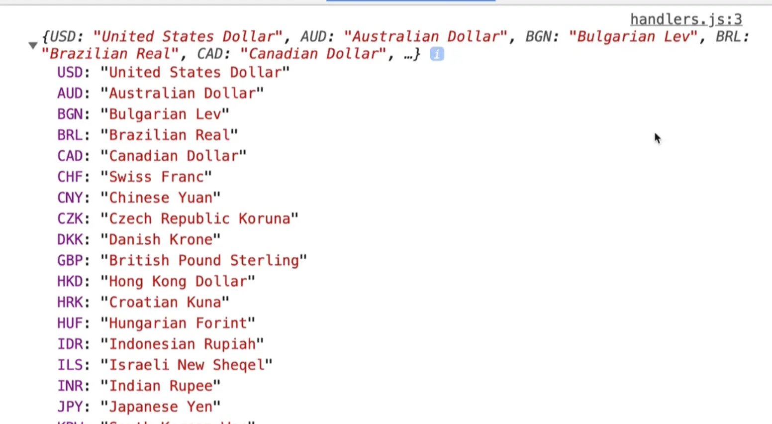currencies in console
