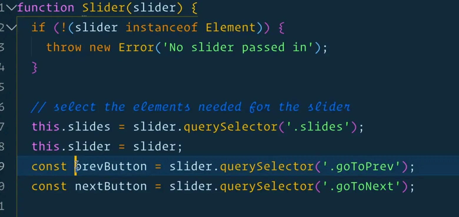 selecting the prev and next buttons using querySelector