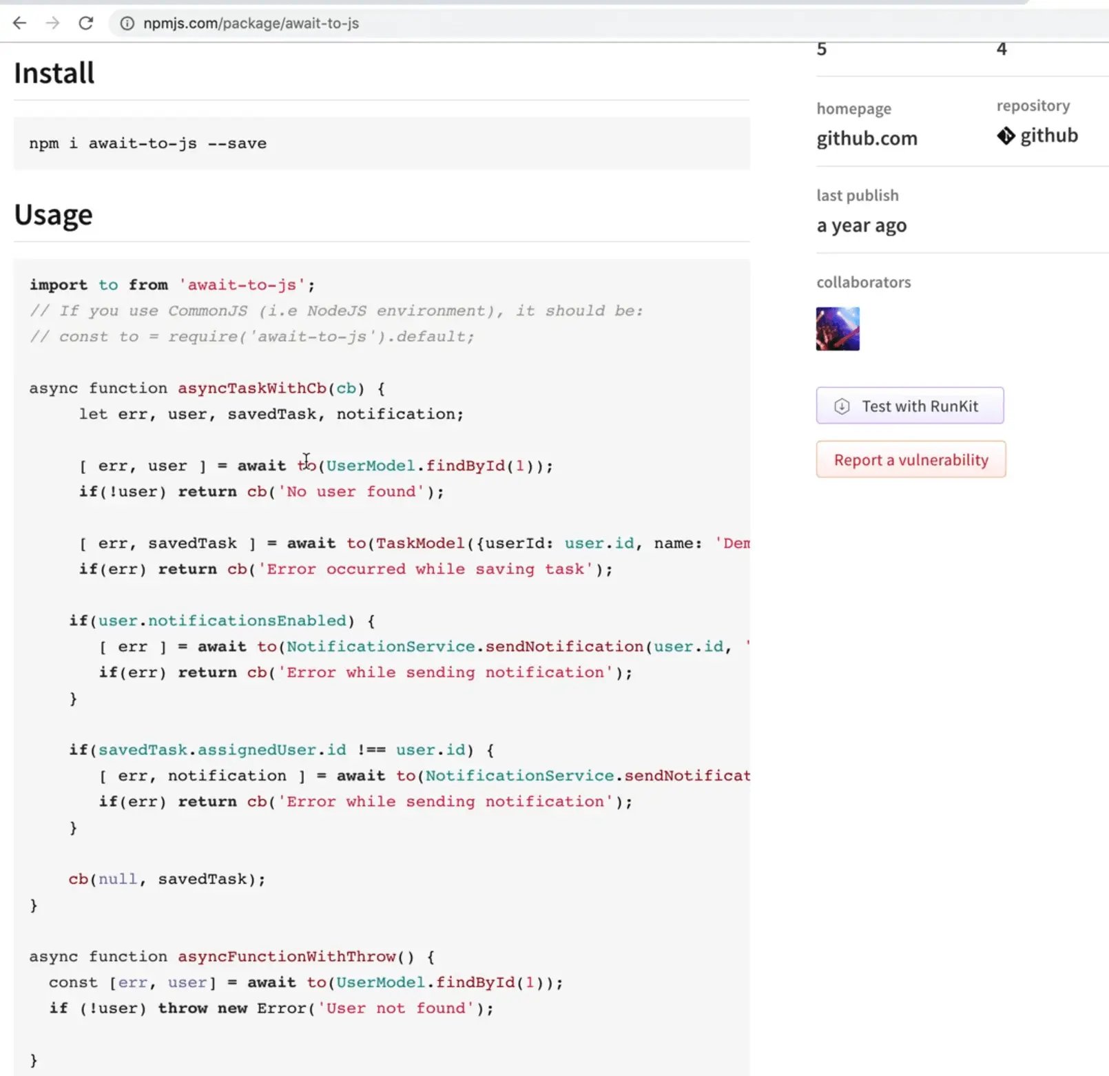 await-to-js library in npm