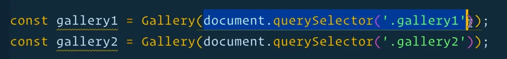 selecting galleries using querySelector