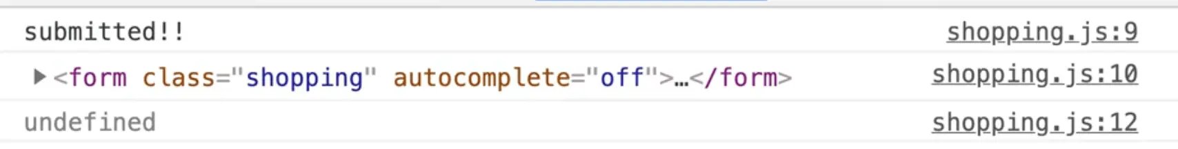 console log e.currentTarget