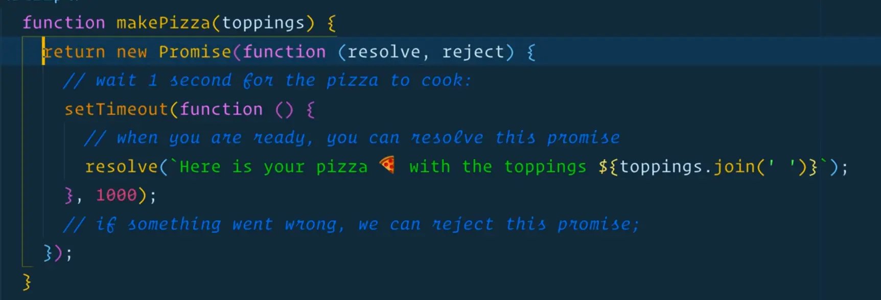 creating a new promise and resolving it after a second