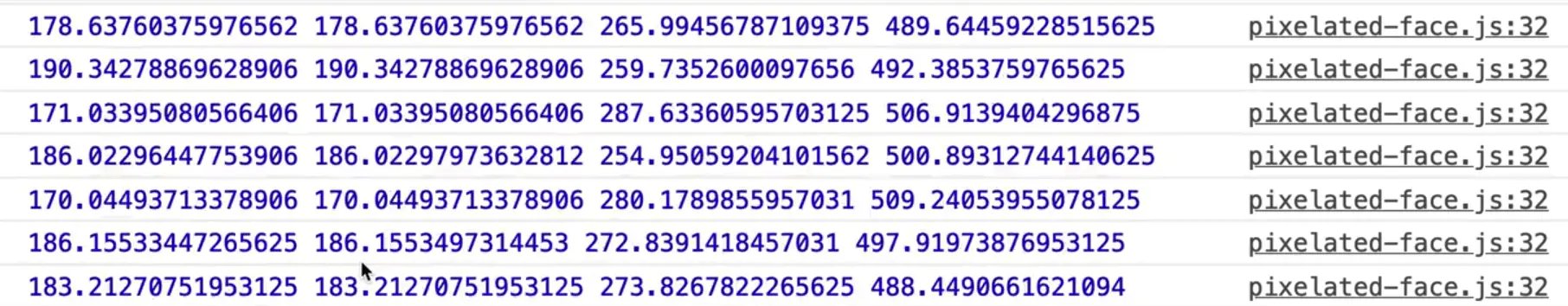 bounding box top, left, width and height representation in console