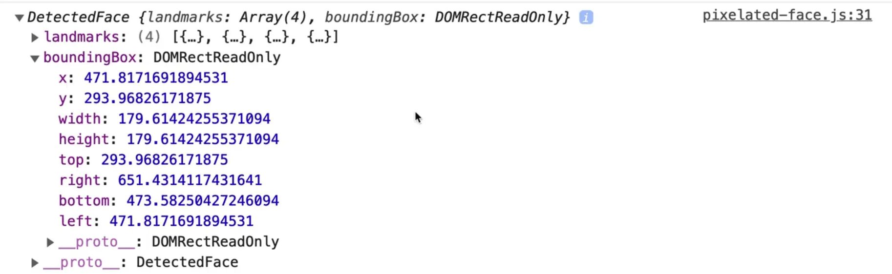 bounding box in FaceDetector