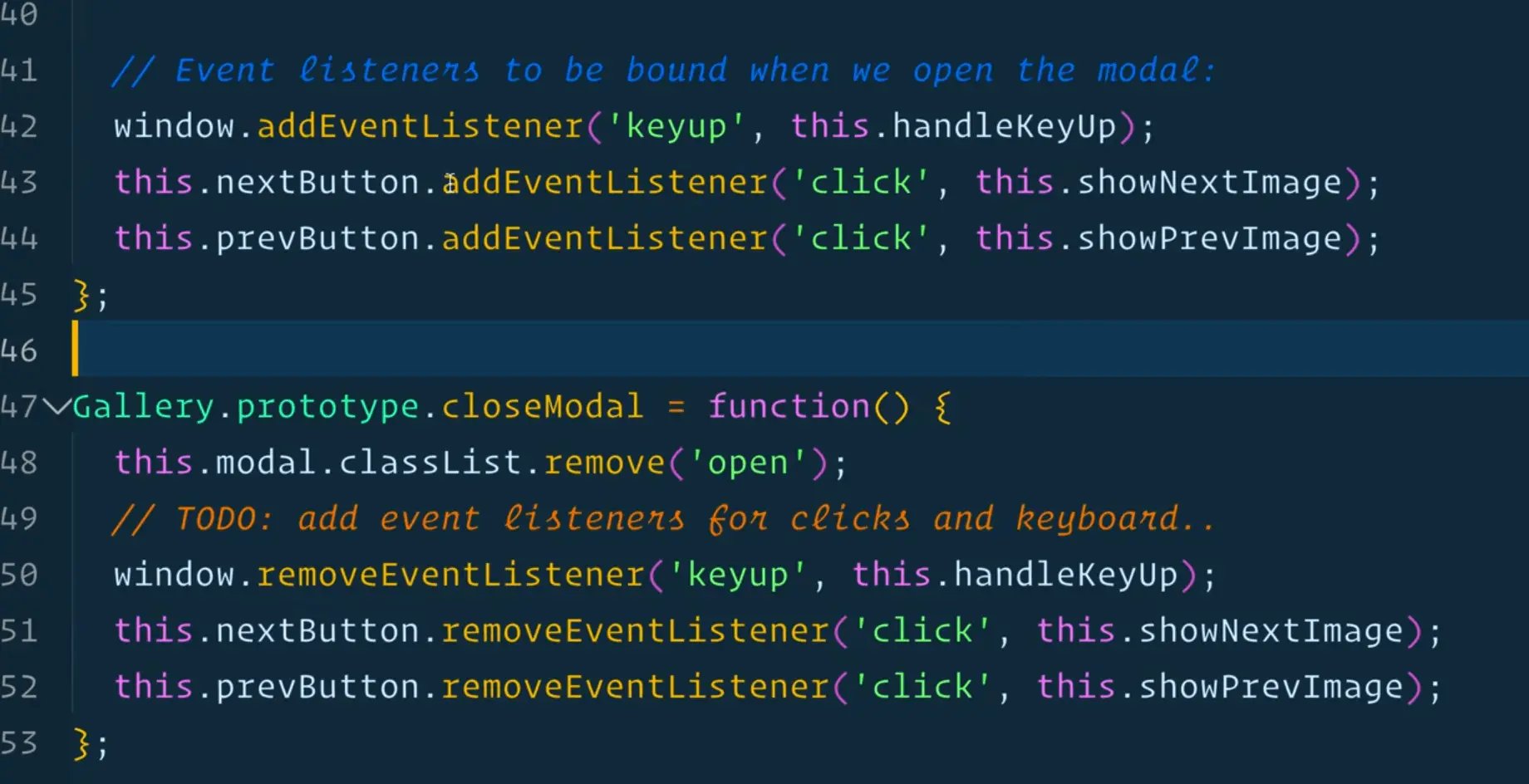 showNextImage function is called within closeModal function