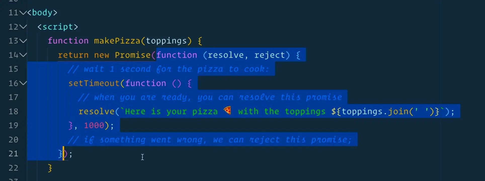 the logic of resolving a promise