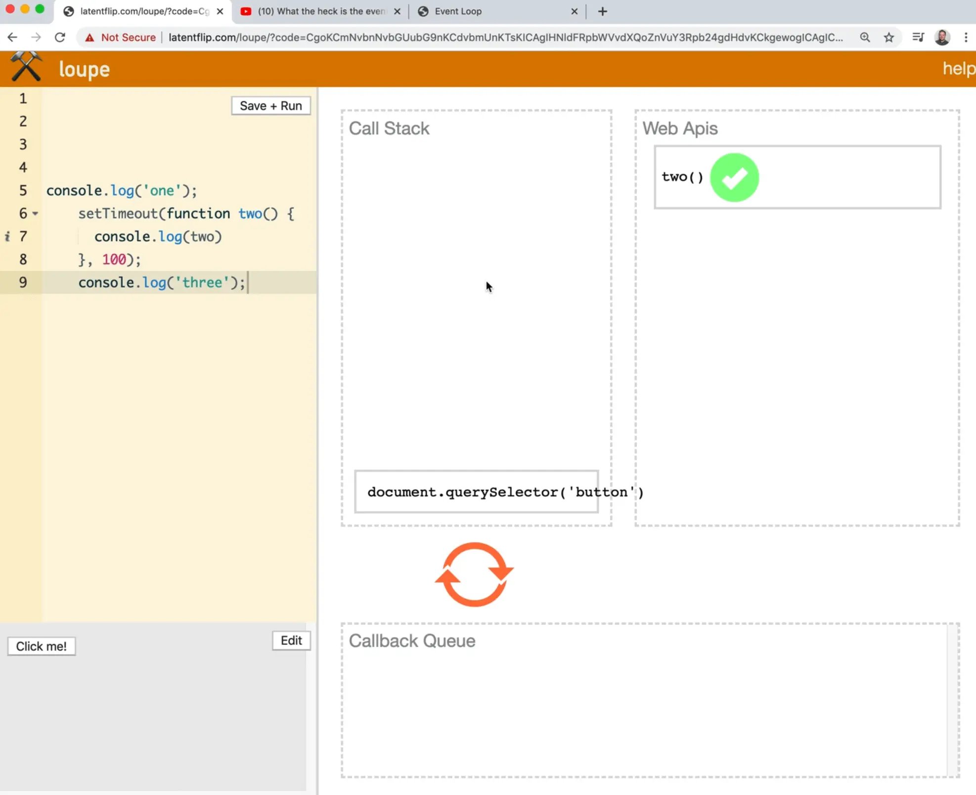 a tool loupe which will help us visualize the callstack