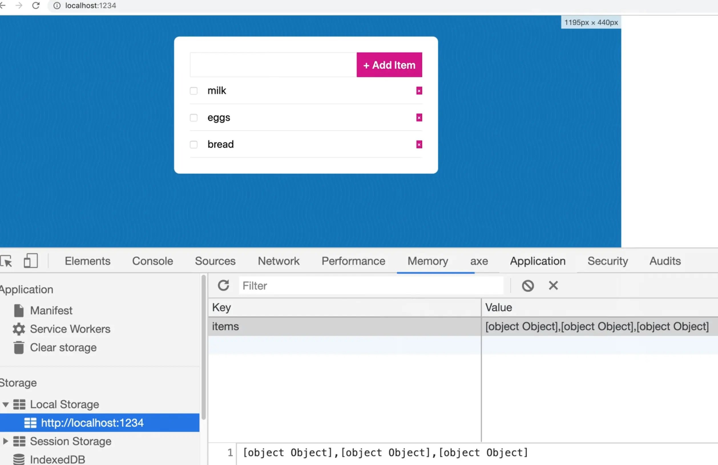localStorage storing values as object Object