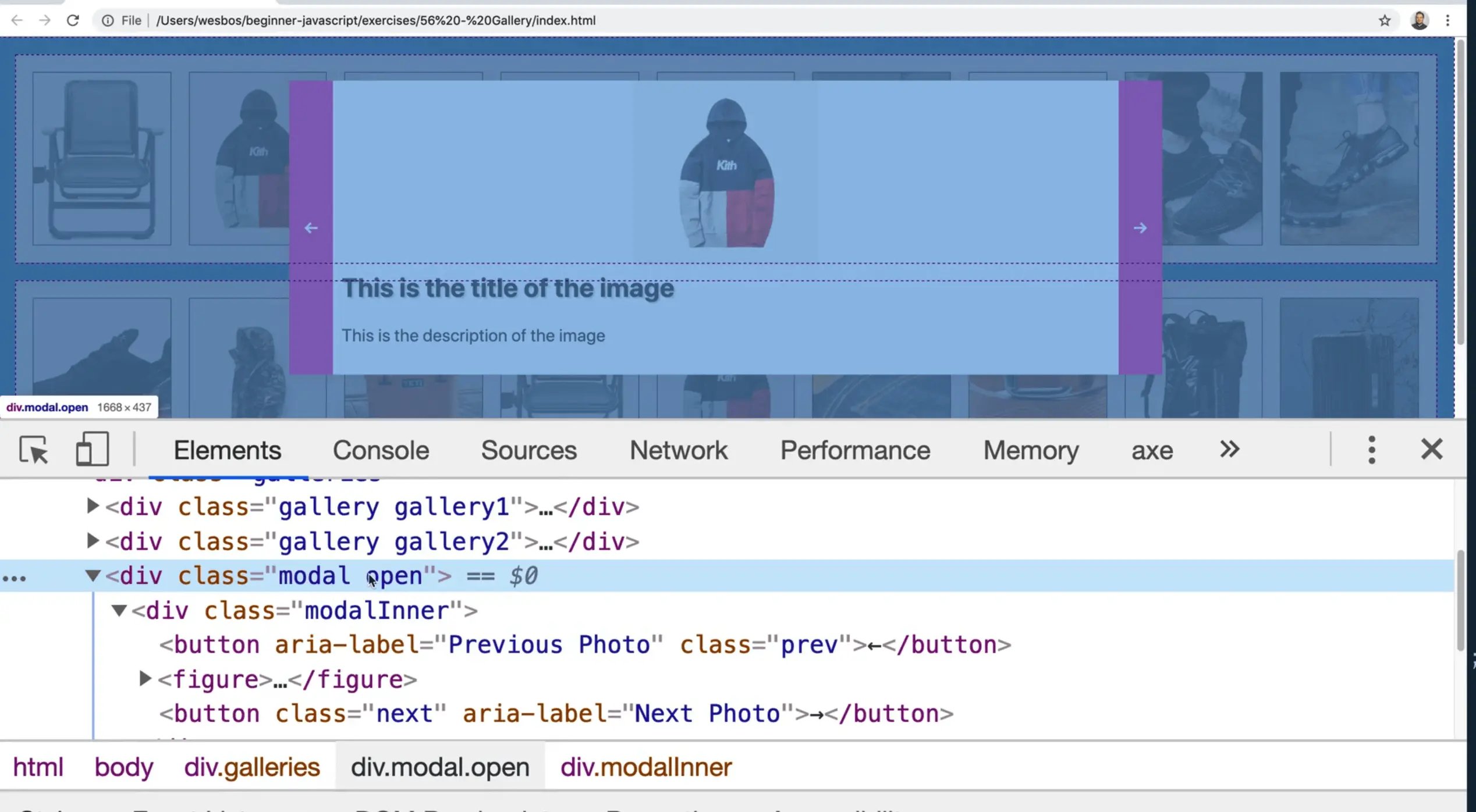 controlling the modal visibility via open class