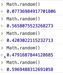 Console showing Math.random() returning a random number each time