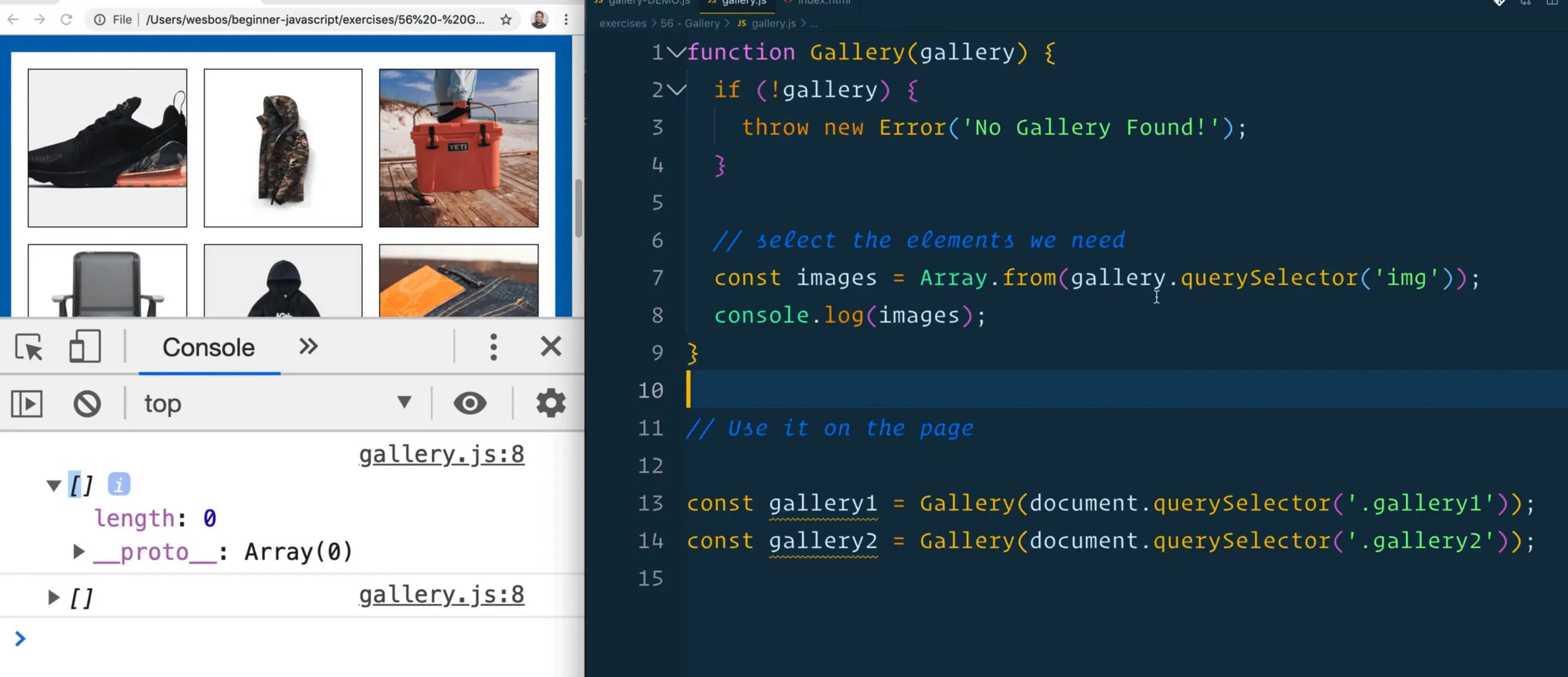 logging the images in console
