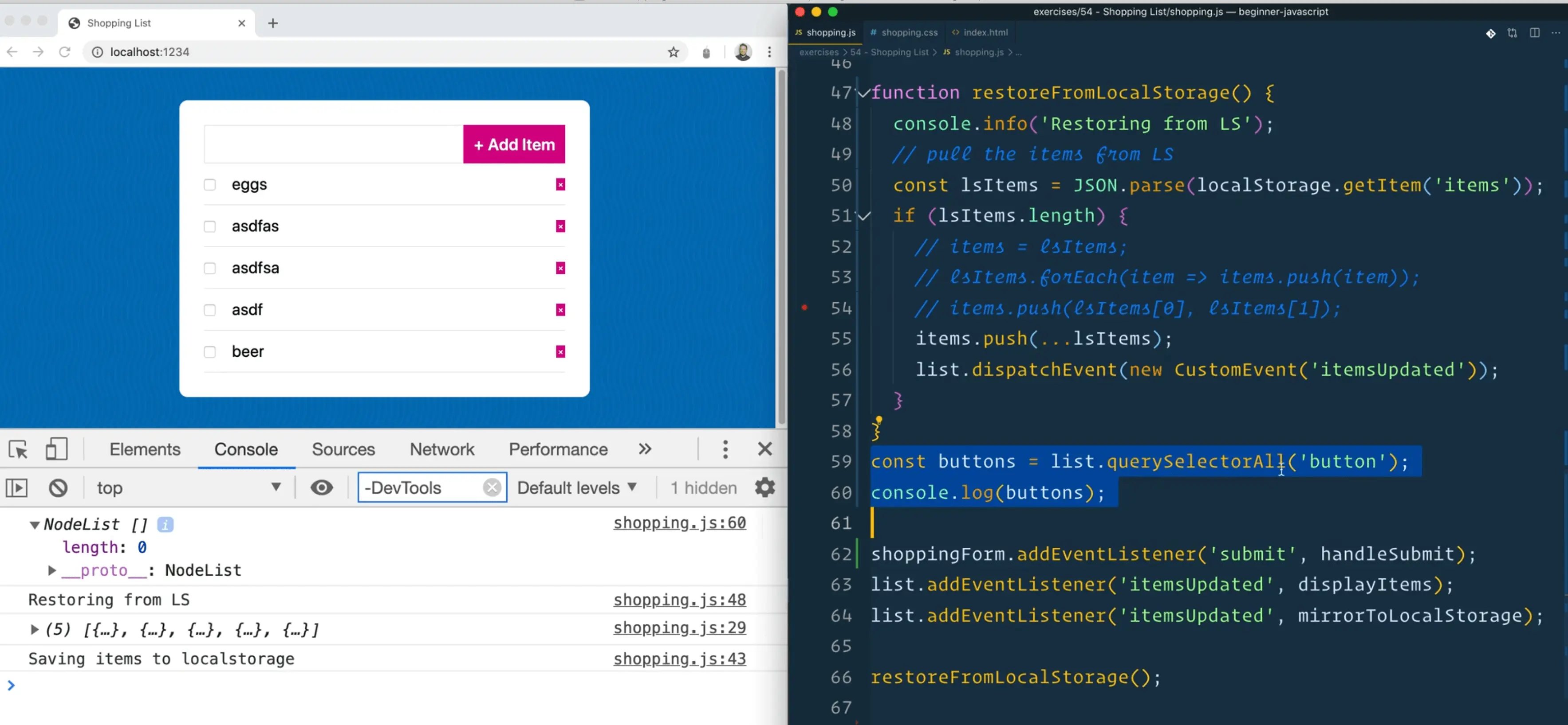 moving the code above the event listener